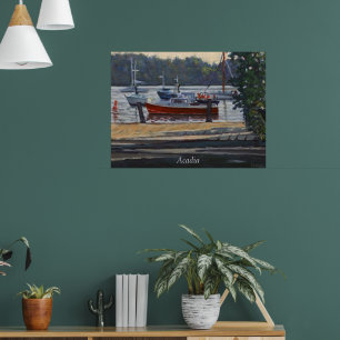 Pittoresk utsikt över båtar i Acadia National Park Poster