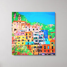 Pittoreska Amalfi-kusten Italien Medelhavet Klippu Canvastryck