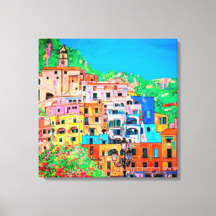 Pittoreska Amalfi-kusten Italien Medelhavet Klippu Canvastryck