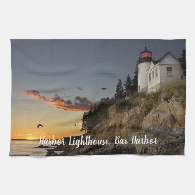 Pittoreska Bar Harbor Lighthouse Kökshandduk (Horisontell)