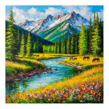 Pittoreska bergsdalar med bäck