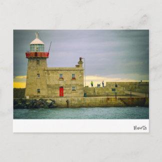 Pittoreska Howth Harbour fyr, Irland - Vintage Vykort