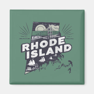 Pittoreska Rhode Island Retro Silhuett Magnet