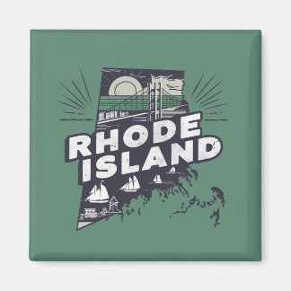Pittoreska Rhode Island Retro Silhuett  Magnet