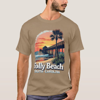 Pittoreska solnedgångsbadvakans Folly Beach South T Shirt