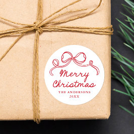 Pittoreskt handritad röd julbåge God Jul Runt Klistermärke