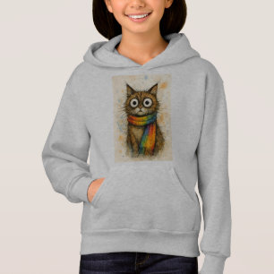 Pittoreskt Konstnärlig Kattflickor Hoodie - Rolig T Shirt