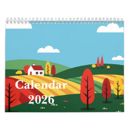 Pittoreskt landsbygdlandskap kalender