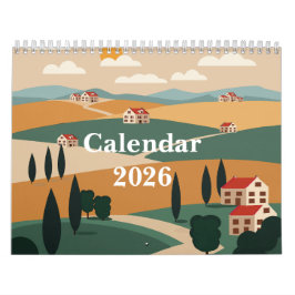 Pittoreskt landsbygdlandskap kalender