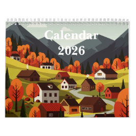 Pittoreskt landsbygdlandskap kalender