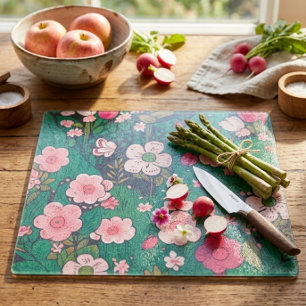Pittoreskt Rosa Blommigt Dekorativt Glas
