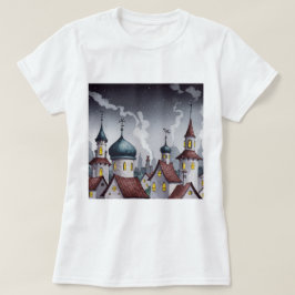 Pittoreskt samhälle på natten t shirt