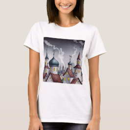 Pittoreskt samhälle på natten t shirt