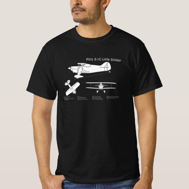 Pitts S-1C - Flygplanets planritningar ABD T Shirt (Framsida)