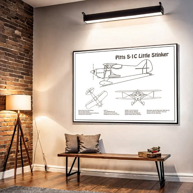 Pitts S-1C - Flygplanets planritningar BD Poster (Skapare uppladdad)