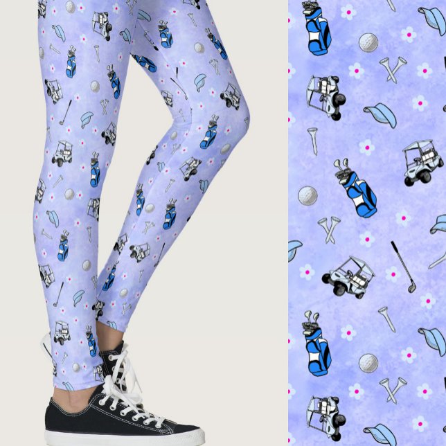 Pittsamt blå flickaktig golf-tematisk mönster leggings (Skapare uppladdad)