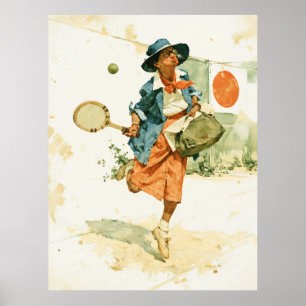 Pittsamt damtennis i vintage-stil poster