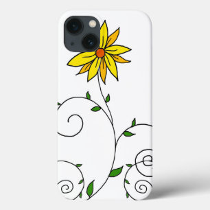 Pittsamt gul blomma doodle konst