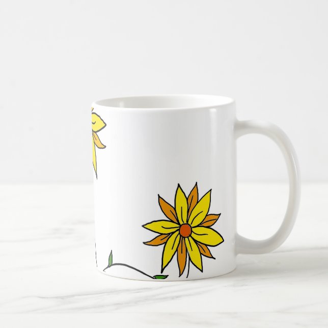 Pittsamt gul blomma doodle konst kaffemugg (Höger)
