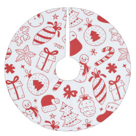 Pittsamt, roligt rött & vitt jul julgransmatta borstad polyester