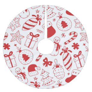 Pittsamt, roligt rött & vitt jul julgransmatta borstad polyester