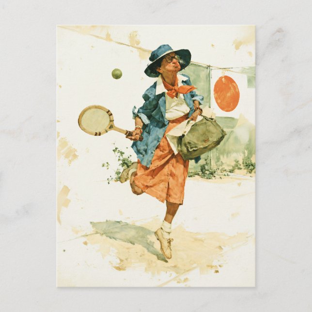 Pittsamt Vintage Tennis Dam Vykort (Framsida)