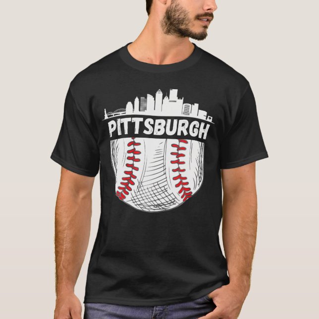 Pittsburgh Baseball Skyline Pittsburgh Baseball T Shirt (Framsida)