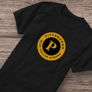Pittsburgh Blue Collar Black Guld Yinzer T-Shirt