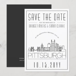 Pittsburgh Bröllop | Stiliserad Stadssiluett Spara Inbjudningar