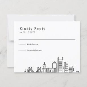 Pittsburgh Bröllop Stylized Skyline OSA Kort
