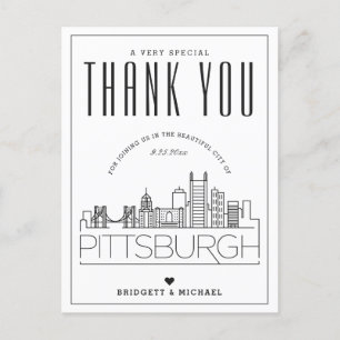 Pittsburgh Bröllop Tack för att du kom! vykort