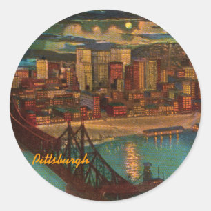 Pittsburgh by Moonlight Vintage Stickers Runt Klistermärke