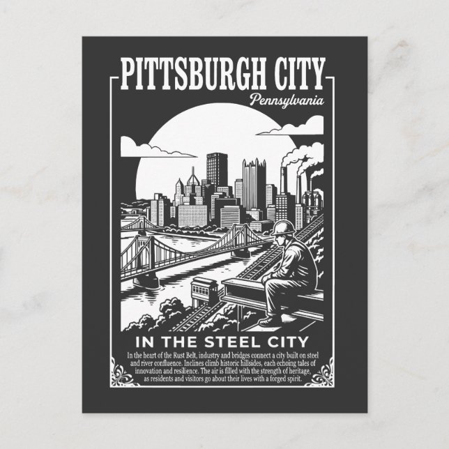Pittsburgh City Pennsylvania I Stålstaden Vykort (Framsida)