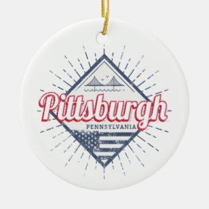 Pittsburgh City United Stater Pennsylvania USA Julgransprydnad Keramik