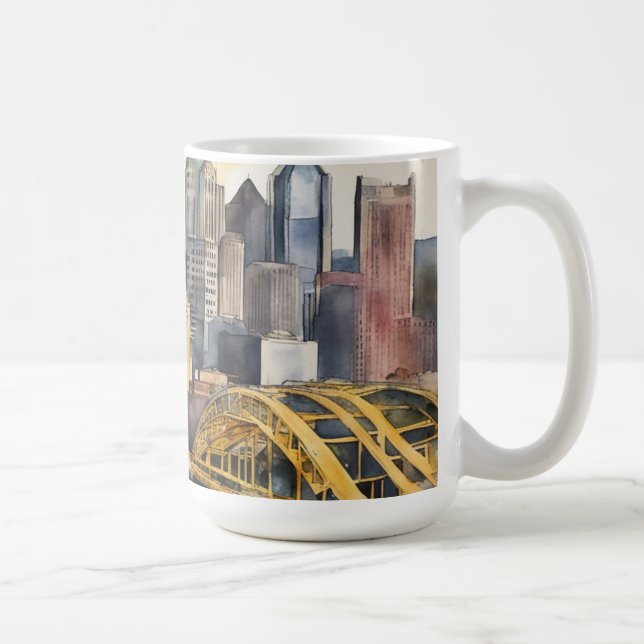 Pittsburgh Cityscape, vattenfärg Kaffemugg (Höger)