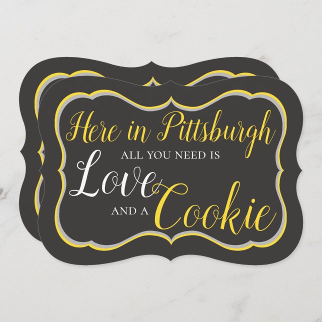 Pittsburgh Cookie Table-tecken Inbjudningar (Fram/baksida)