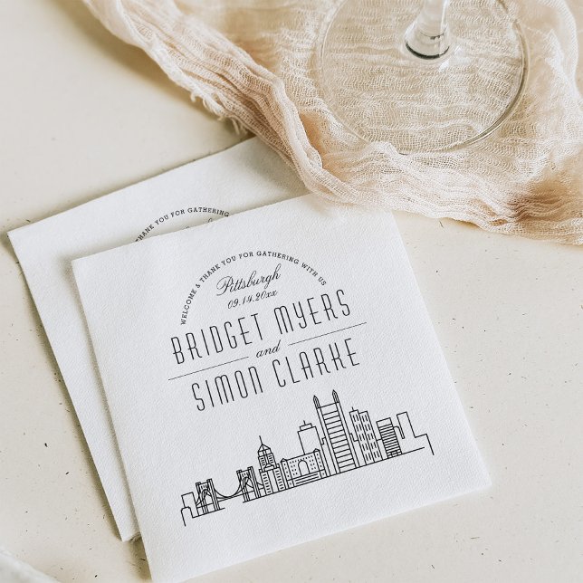 Pittsburgh Deco Skyline | Bröllop Event Napkins Pappersservett (Skapare uppladdad)