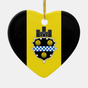 Pittsburgh flaggahjärta julgransprydnad keramik