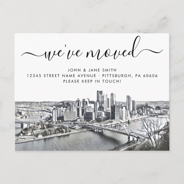 Pittsburgh flyttmeddelande vykort (Framsida)