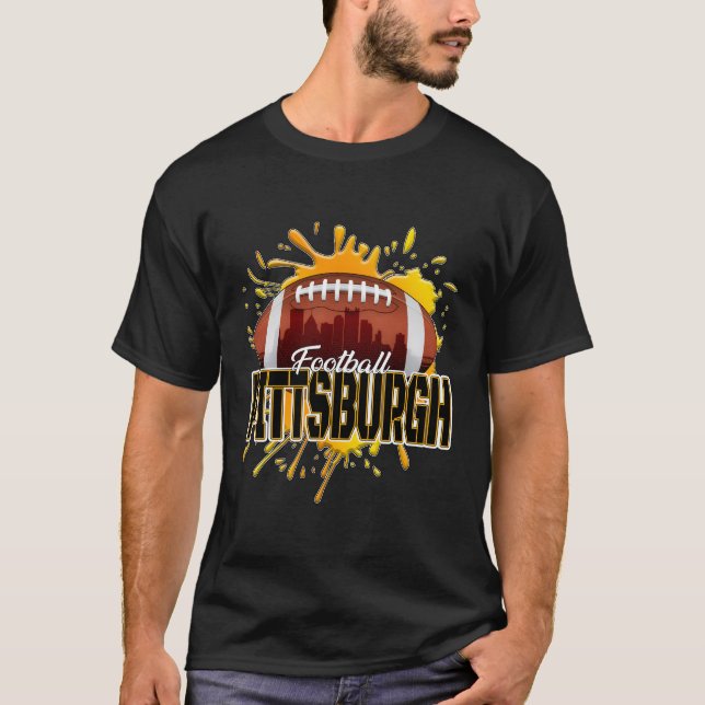 Pittsburgh Football Retro Vintage Pennsylvania Ste T Shirt (Framsida)