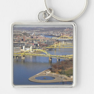 pittsburgh fyrkantig silverfärgad nyckelring