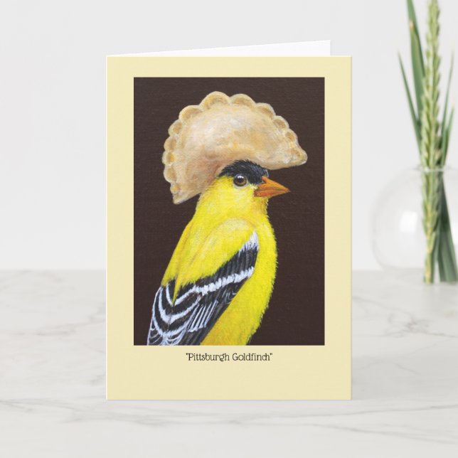 Pittsburgh Goldfinch med pierogi-hattkort Kort (Framsida)