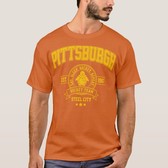 Pittsburgh Hockey Team Design T Shirt (Framsida)