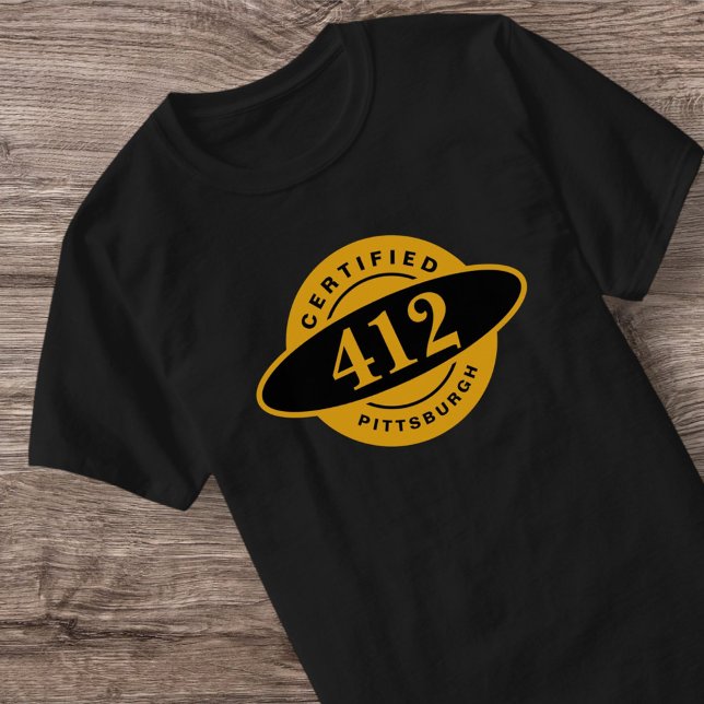 Pittsburgh Home 412 Black Guld Yinzer T-Shirt (Skapare uppladdad)