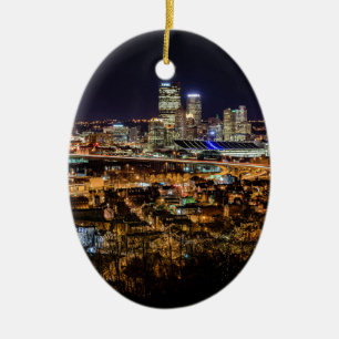 Pittsburgh horisont på natten julgransprydnad keramik