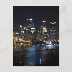 Pittsburgh horisont på natten vykort