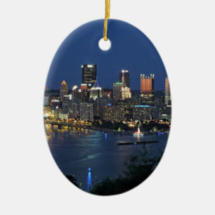 Pittsburgh horisont på skymningen julgransprydnad keramik