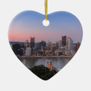Pittsburgh horisont på solnedgången julgransprydnad keramik