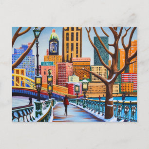 Pittsburgh i vintermålning vykort