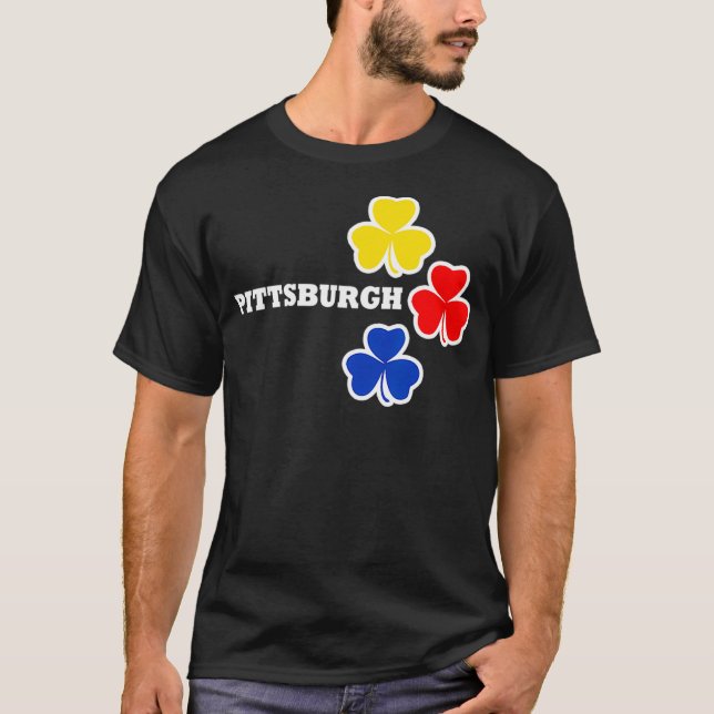 Pittsburgh Irish Shamrock T Shirt (Framsida)